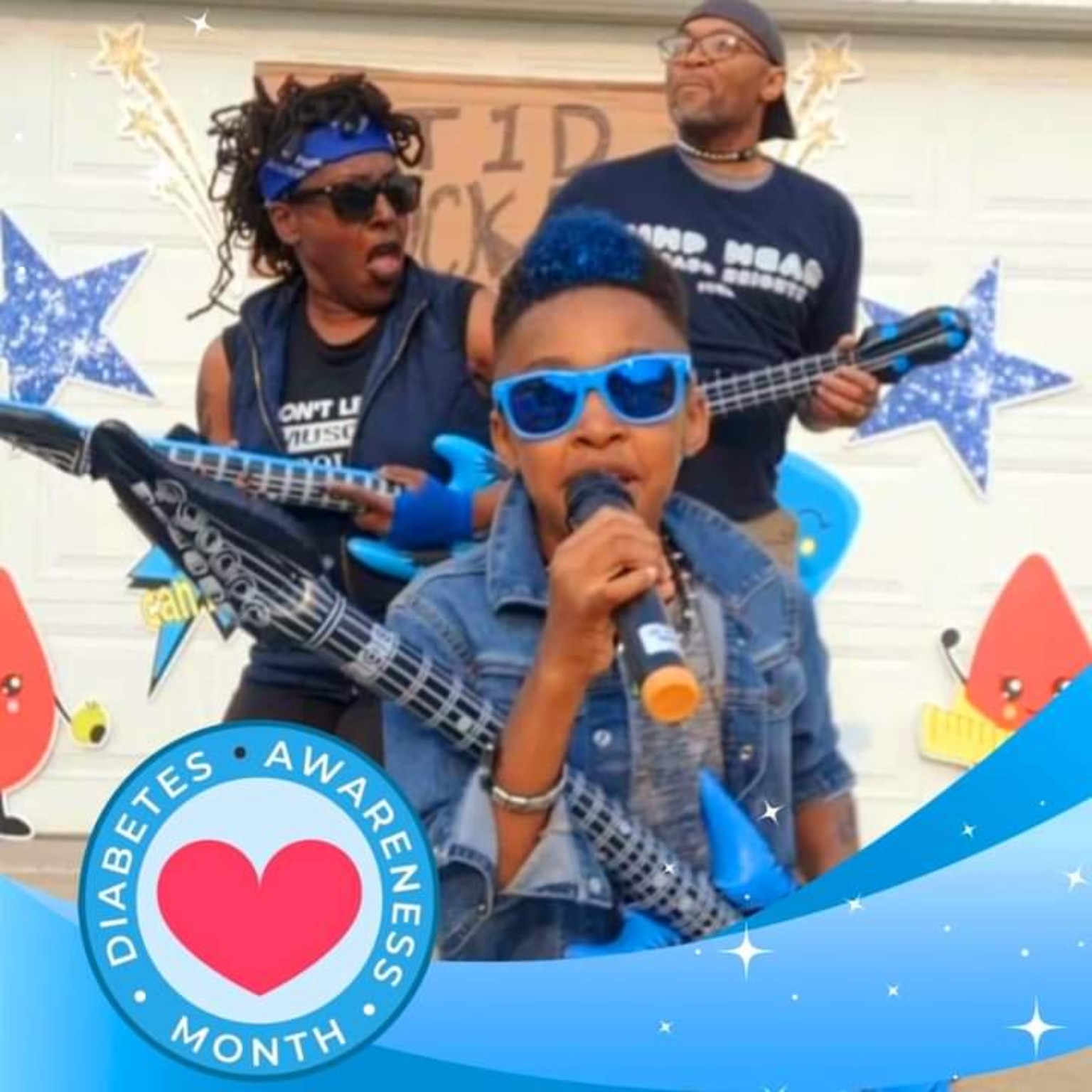 Tiffany, Wendell, and Myles celebrating Diabetes Awareness Month with music
