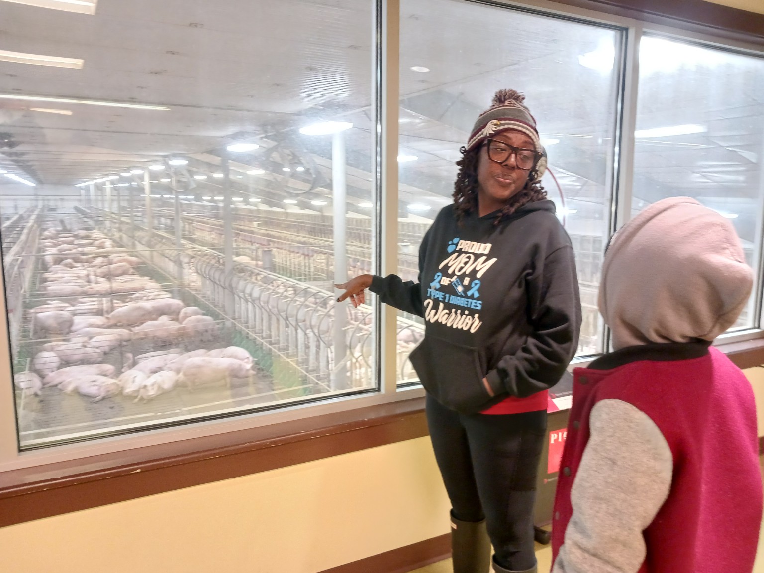 Tiffany proudly wearing a Type 1 diabetes warrior mom sweatshirt